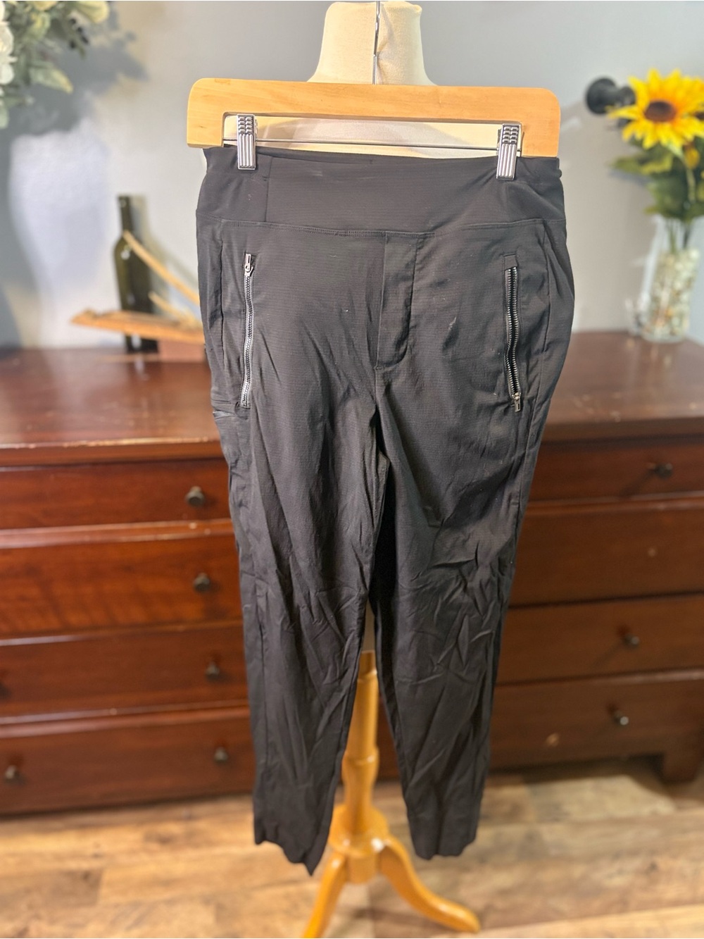 Athleta Black Zip-Pocket Ankle Track Pants